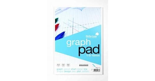 Image of Silvine A4 Graph Pad. 50 Sheets of Quality 90gsm Paper, Printed 1-5-10mm Graph. Ref A4GP