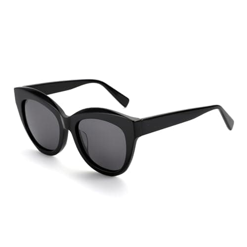 Image of ZENOTTIC Trendy Polarized Women Sunglasses: Retro Cateye Shades - Sun Glasses Designed for Vacation with UV400 Protection Black