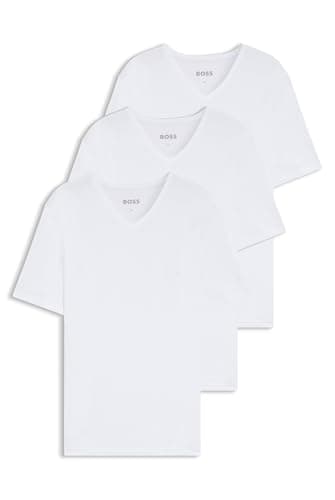 Image of BOSS Men's 3-Pack V Neck Jersey T-Shirts Undershirt, White, XL