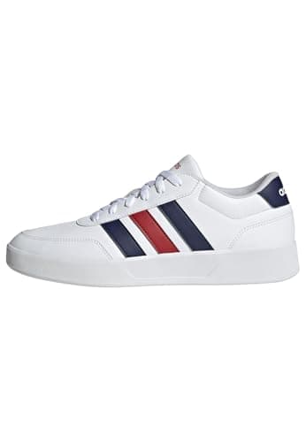 Image of adidas Men's BREAKNET 3.0 Shoes, FTWR White/Dark Blue/Better Scarlet, 8.5 UK
