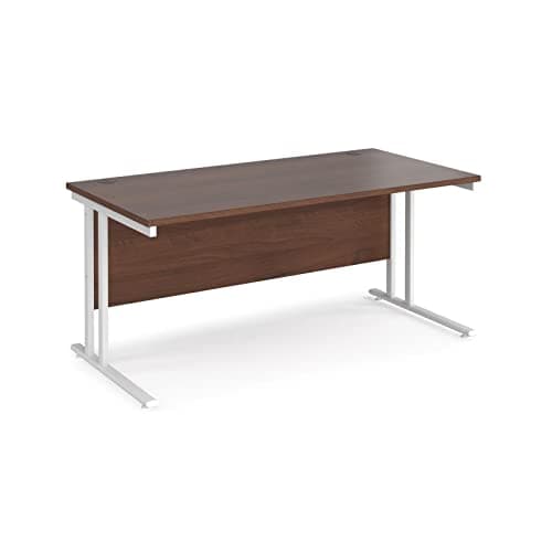 Image of DAMS Maestro 25 WL straight desk 1600mm x 800mm - white cantilever frame, walnut top