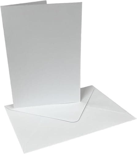 Image of DJP A6 Bright White Card Blanks & Envelopes - 250gsm Pre-Creased Greeting Cards - Pack of 25