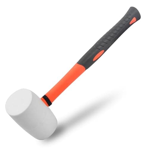 Image of Bezavea Rubber Mallet 12oz With Fiberglass Handle - Soft Hammer for Tile, DIY Projects, Crafts, Woodworking, Camping and Flooring Installation - Durable Solid Rubber Head