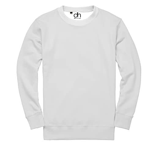 Image of D&H CLOTHING UK Premium Sweatshirts Plain Workwear Casual Crewneck Jumper Sweater Sports Leisure Fleece (L, White)