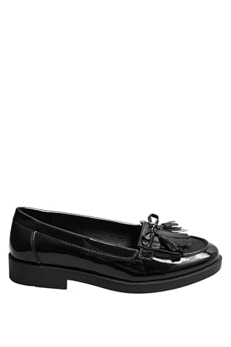 Image of Yours - Patent Fringe Loafers in Wide E Fit & Extra Wide Eee Fit - Women's Black