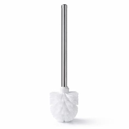 Image of Chrome Toilet Brush With Durable Bristles – 35Cm Long Handle Bathroom Cleaning Brush – Freestanding Toilet Cleaner Brush For Deep Cleaning