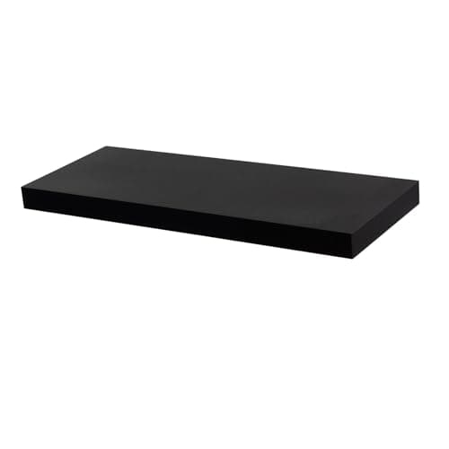 Image of Harbour Housewares Modern Floating Wall Shelf - 60cm - Black - Photo Gallery Bookshelf Wall Shelves for Living Room Display, Bedroom, Office Storage