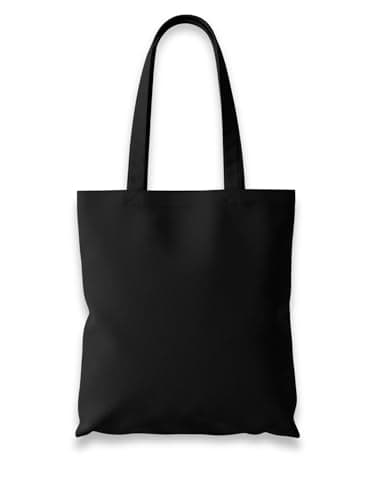Image of Wonky Line Premium Cotton Tote Bag, Eco-Friendly Shopping Bag, 100% Cotton Canvas, Reusable Grocery Cloth Bag, Extra Strong Long Handle Double Stitched Ideal for Printing (Black)