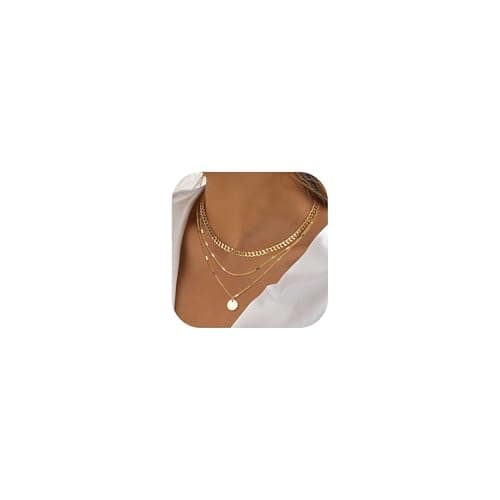 Image of Ticome Gold Necklaces for Women,Boho Jewellery Set Adjustable 18K Layered Pendant Disc Coin Necklace, Fashion Versatile Stacked Choker Chain Jewelry for Women