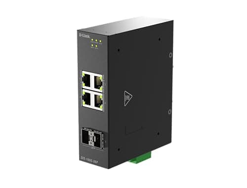 Image of D-Link DIS-100G-06 6-Port Gigabit Industrial Unmanaged Switch, 4 x RJ45 + 2 x SFP Ports, IP40 Metal Casing, Wide -40~75°C Temperature Range, Dual Power Input, Fanless Design, DIN Rail Mount