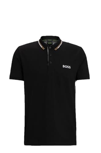 Image of BOSS Men's Paddy Pro Stretch Pique Polo Shirt, Black Cloud, L
