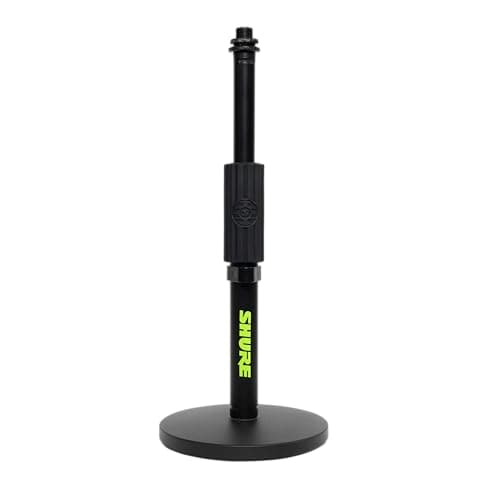 Image of Shure by Gator Desktop Round Base Desktop Mic Stand with Standard Height-Adjustable Twist Clutch and 6″ Base, black (SH-DESKTOP1)