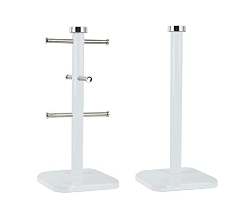 Image of Royal Cuisine Set of Stainless Steel Coffee Tea Mug Tree and Kitchen Roll Holder Mug Hanger Stand Paper Towel Holder Tea Coffee Cup Holder with 6 Hooks Kitchen Towel Holders Mug Holder Kitchenware