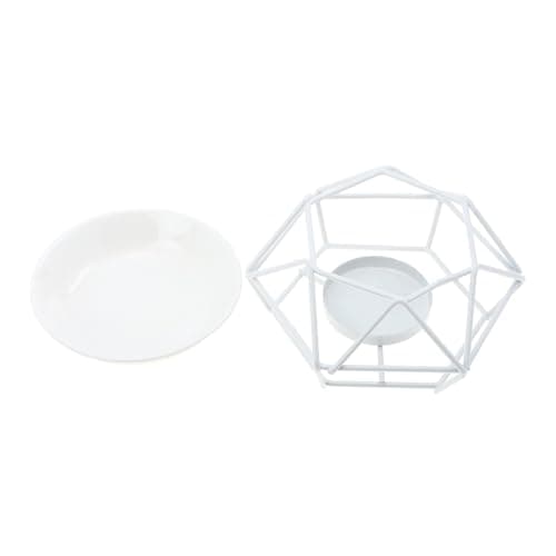 Image of CATIEBYE Candle Holder and Easy to Clean Features with Space-saving Design Elegant White Ornament Ceramic and Iron Candle Stick Holder for Dinner Parties and Weddings
