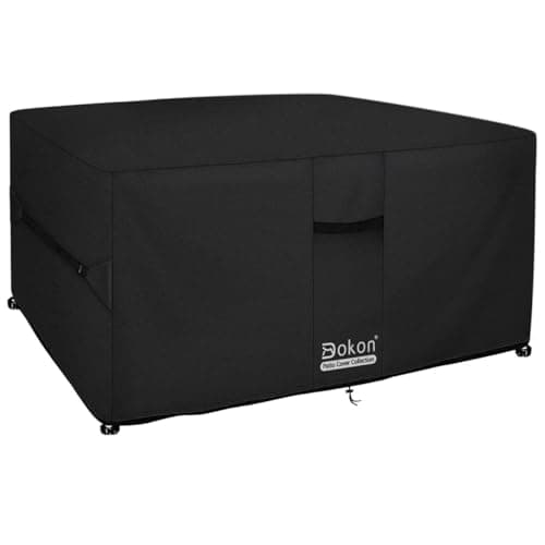 Image of Dokon Cube Garden Furniture Covers Waterproof Windproof Anti-UV Heavy Duty Outdoor Table Cover with Air Vents, Rattan Cube Cover (125x125x74cm) Black