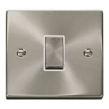 Image of Click Deco VPSC425WH Satin Chrome 1 Gang Intermediate Switch White Insert …