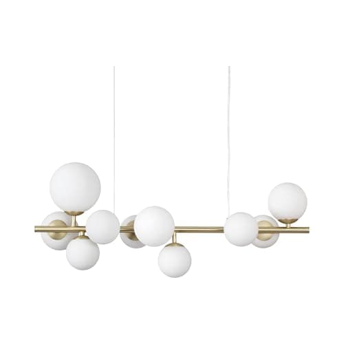 Image of Ideal Lux Perlage 10 Light Linear Globe Pendant Ceiling Light Brass