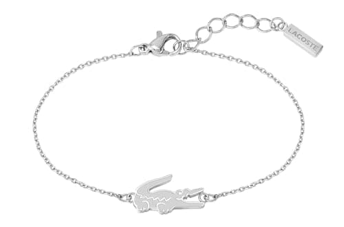 Image of Lacoste Women's CROCODILE Collection Chain Bracelet in Stainless Steel with a Crocodile-Shaped Charm - 2040046
