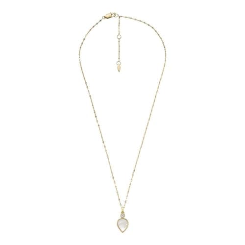 Image of Fossil Necklace for Women , Length: 420mm+50mm, Width: 18.6mm, Height: 9.8mm Gold Mother of Pearl, Stainless Steel Necklace, JF04248710