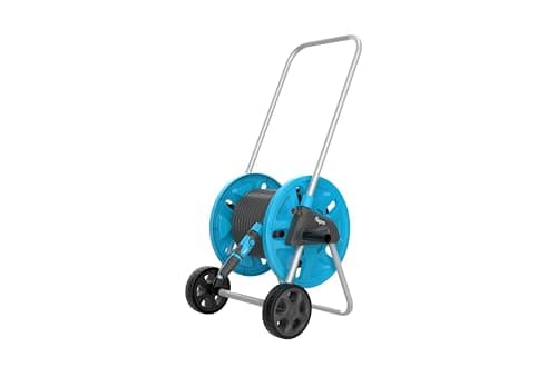 Image of FLOPRO-Everyday Hose cart with Wheels 25m: Robust Frame for Stability, Adjustable Handle & Wide Wheels. Complete with SUPERGRIP Hose Pipe Connector Set & Nozzle- Fits All Brands. 3 Year Guarantee