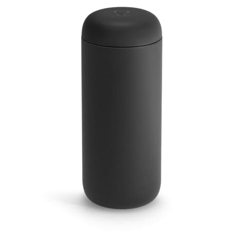 Image of Fellow 16 oz Carter Move Travel Mug - Vacuum-Insulated Stainless Steel Travel Coffee Mug - Coffee Tumbler with Ceramic Interior and Splash Guard - Matte Black