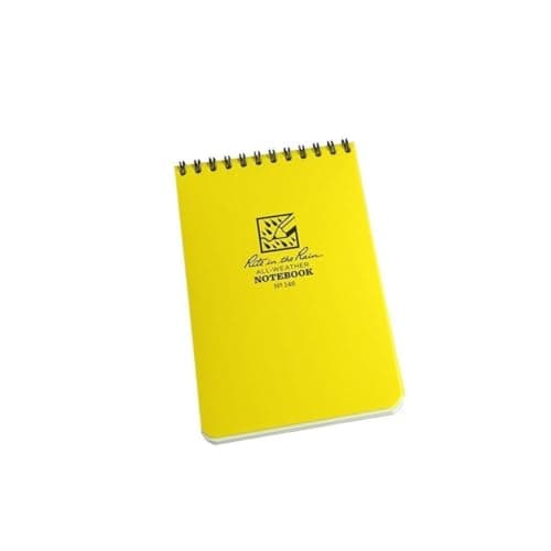 Image of Rite in the Rain Waterproof Paper Pocket Notebook Top Spiral Bound 4 x 6 Inch Cover Yellow Polydura 19 Gauge 100 Pages 50 Sheets Wire-o Binding Imperial & Metric Rulers Covnersaion table & Map Scale