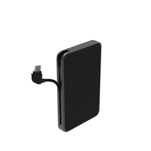 Image of ZAGG mophie Powerstation Plus mini Power Bank, 5,000mAh Portable Battery with USB-C & Lightning-Cables, Dual Device Fast Charging, for Smart Phones, Tablets & other USB-C devices (Black)