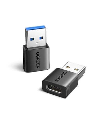 Image of UGREEN 10Gbps USB to USB C Adapter, 2Pack Type C Adaptor Female to Male Converter Support Fast Charging Compatible with iPhone 16/15, iPad Air/Mini, Apple Watch, Samsung Galaxy S24/S23