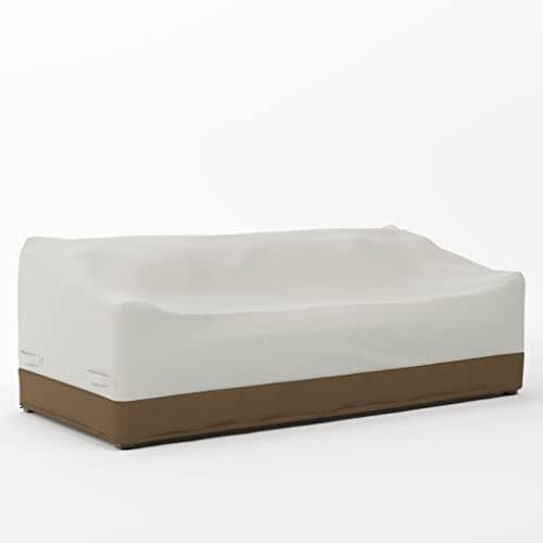 Image of Amazon Basics Griffen 3-Seater Sofa Cover, Garden Furniture Covers Waterproof, Beige / Tan