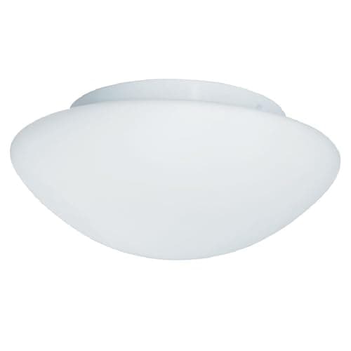 Image of Britalia White Metal & Opal Frosted Glass Bathroom Vintage Round Dome Flush Ceiling Light | 23cm Diameter | 1 x ES E27 Lamp Bulbs Required | IP44 Rated | Suitable for Outdoor Use