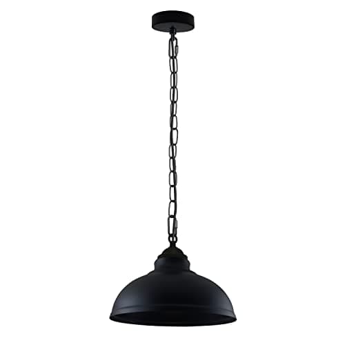 Image of LEDSone Pendant Light Black Metal Dome Lampshade 29cm with Chain Hanging Ceiling Light E27 Holder Adjustable 95cm PVC Cable Industrial Style for Kitchen Dining Room