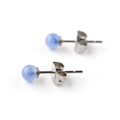 Image of 4mm Blue Onyx Earrings, Gemstone & Surgical Steel Studs For Sensitive Ears