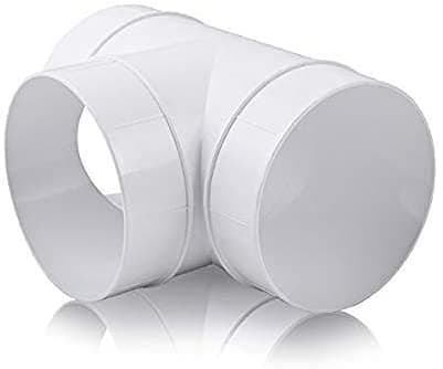 Image of Fantronix 150mm Round Ducting Tee Connector – 6” White Plastic Ventilation Pipe T-Piece for Extractor Fans, HVAC & Home Vent Systems
