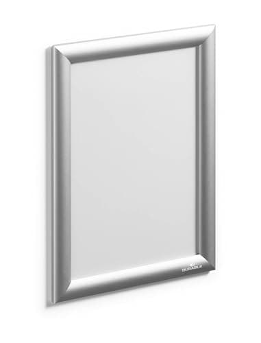Image of Durable A4 Aluminium Snap Frames - Wall Mountable with Self-Adhesive Pads or Screws - Silver - Pack of 1 - Ideal for Displaying Menus, Posters, and More