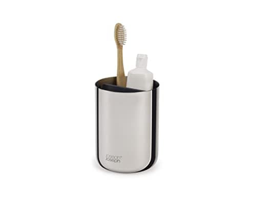 Image of Joseph Joseph EasyStore - Luxe Stainless-steel Toothbrush Holder Caddy Bathroom Storage, Regular- Steel