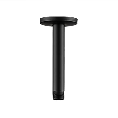 Image of OFFO Shower Arm with Flange 15cm(6 inch) Universal Ceiling-Mounted Replacement Shower Arm for Fixed Shower Head and Rain Shower Head Matte Black