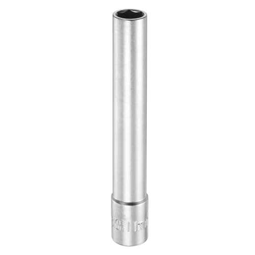 Image of sourcing map 6 Points Deep Socket 3/8" Drive 11mm Deep Metric CR-V Steel Polished Nickel Plating Flip Sleeve 120mm / 4.7" Extra Long Socket Tool for Home Auto Nuts Bolts Repair