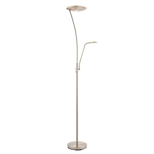 Image of Endon 73081 Alassio Mother And Child Task Floor Lamp In Satin Chrome