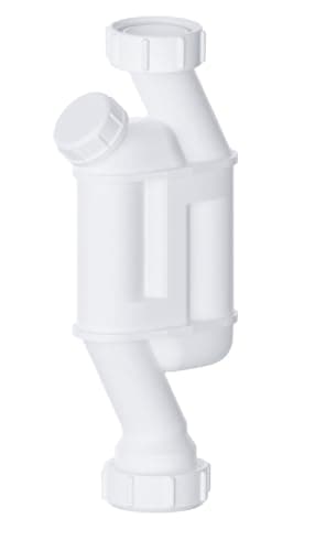 Image of PlumbEZ Straight Through Trap - 32mm Pedestal Trap 1.1/4" with Cleaning Eye for Basin Waste, Straight Sink Trap with Multi-Fit Outlet