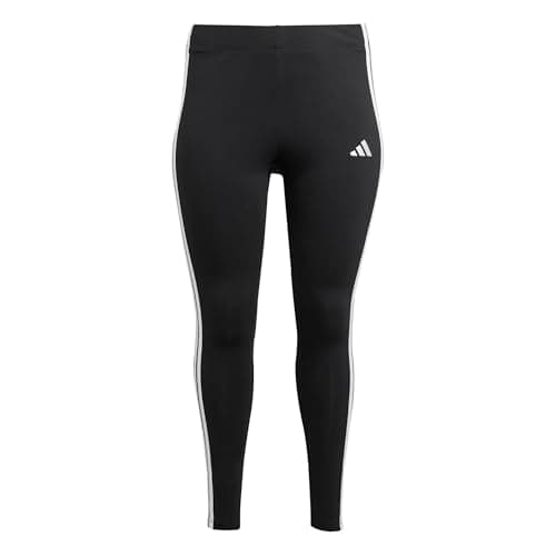 Image of adidas Women's Essentials 3-Stripes Cotton Leggings (Plus Size), Black/White, XL Plus