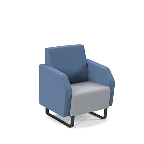 Image of Mr Office Encore low back 1 seater sofa 600mm wide with black sled frame, Late grey/Range blue