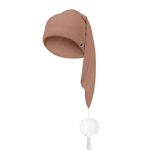 Image of Generisch Unisex Pointed Hat Plaid Sleep Cap Nightdress Accessory Night Cap with Pom Ball Theme Party Costume Party Fancy Dress Christmas Sleeping Hat, 1 khaki, One Size