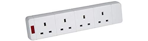 Image of mercury 4 gang 13A trailing socket with neon