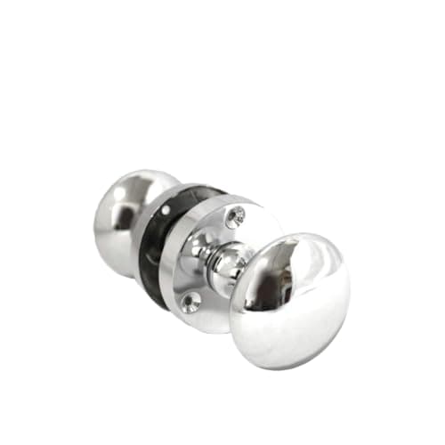 Image of Polished Chrome Victorian Style Round Door Knob Set – 1 Pair, Sprung Internal & External Door Knobs for Mortice Locks – 56mm Rose, 52mm Knob