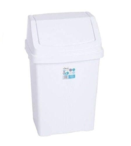 Image of Optimal Products Plastic Swing Bin 50 15 25 8 Litre Home/Office/Kitchen Rubbish Waste Dustbin Trash Swing Lid Bin (Ice White, 50l Litre)