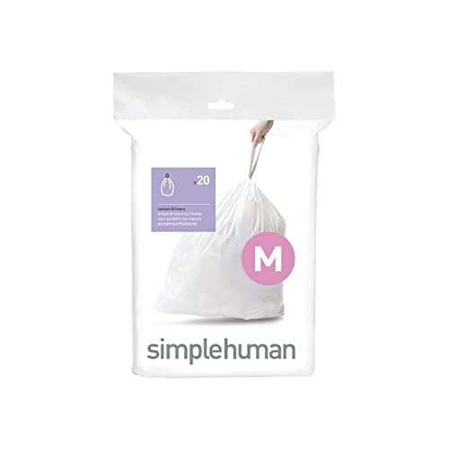 Image of simplehuman CW0173 code M Custom Fit Bin Liners, White Plastic (Pack of 20 Liners)