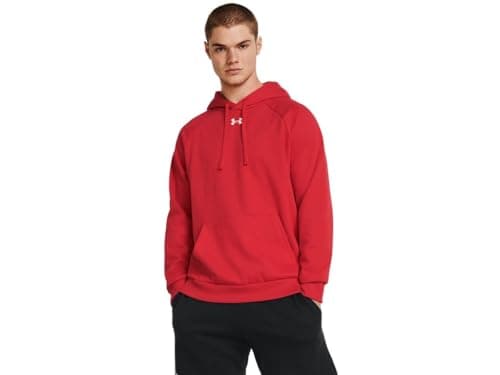 Image of Under Armour Men's Rival Fleece Hoodie Sweatshirt, (601) Red/White, X-Large, (601) Red/White, XL