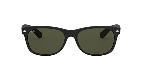 Image of Ray-Ban Unisex New Wayfarer Classic Sunglasses, Black With Green Classic G-15 Lens, 52 mm UK