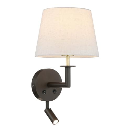 Image of XiNBEi Wall Lamp with LED Reading Light Bedside Wall Sconce Lights with On/Off Switch, Vintage Rotatable Reading Lamp Dark Bronze Finish for Bedroom Living Room NL-W490-LED-DBS