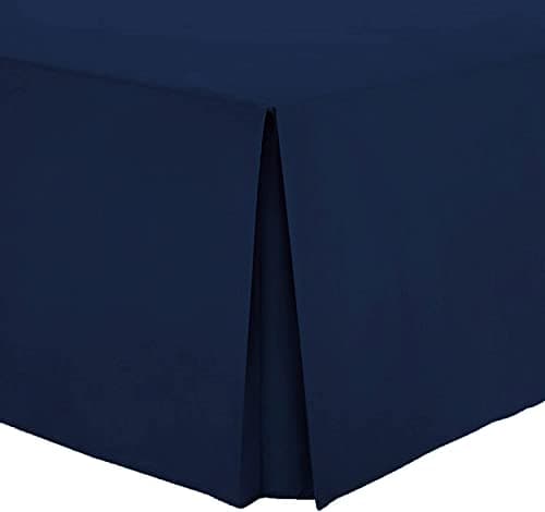Image of Comfy Nights Plain Pollycotton Percale Pleated Platform Base Valance (Super king, Navy)